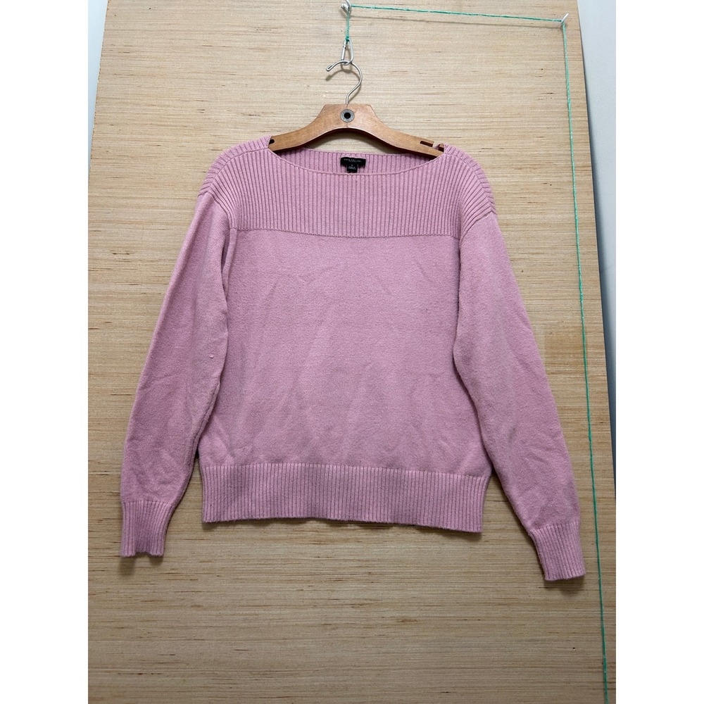 Ann Taylor Factory Mens Pink Ribbed Boat Neck Long Sleeve Sweater Size M